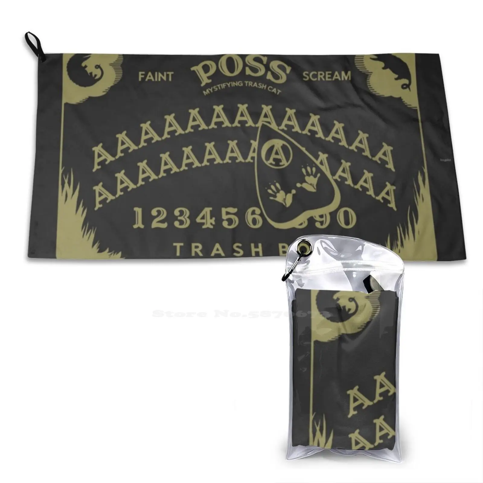 Possum ( Gold On Black )-Funny Opossum Oujia Design Quick Dry Soft Face Towel Home Outdoor Possums Possumcore Scream At Own Ass