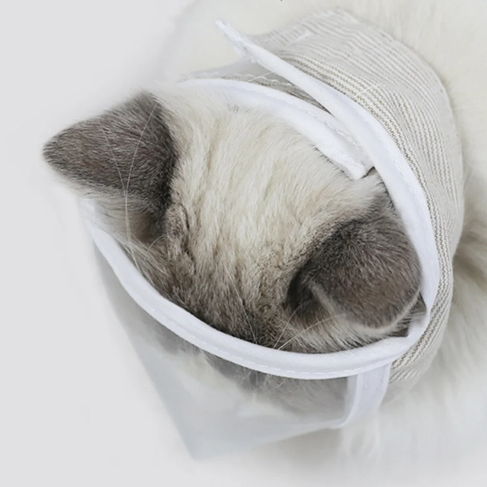 

1Pcs Cat Grooming Muzzle Transparent Breathable Mask Easy Storage Anti-Licking Head Cover for Kittens