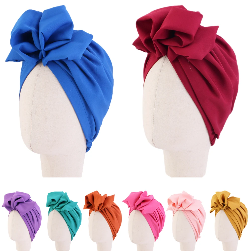 

Lovely Flower Kids Hat Soft Girl Hat Turban Spring Children Girls Cap Bonnet Headwraps Kids Hat Beanies Muslim Hijab For 5-12Y