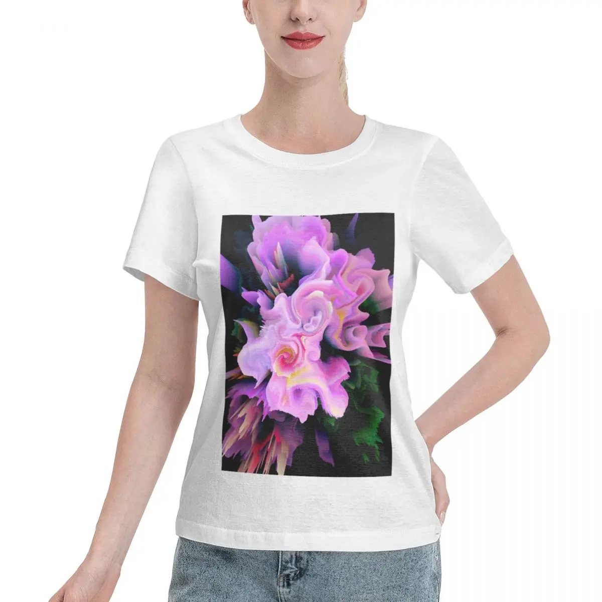 Soft Comfy Purple Floral Marble Women's T-shirt Inner Wear Non Fading Tee