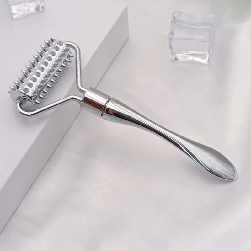 Stainless steel pointed roller spatula massage ball stone face roller massager to improve neck facial beauty skin care tool