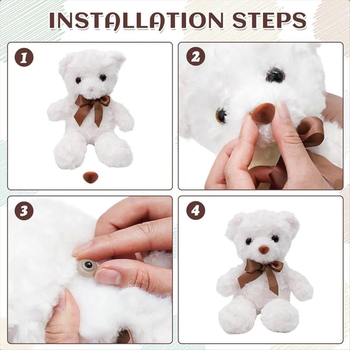 A71Z 90 Uds narices de seguridad para Amigurumi narices de seguridad de plástico para animales de peluche muñeca narices de ganchillo con arandelas para manualidades