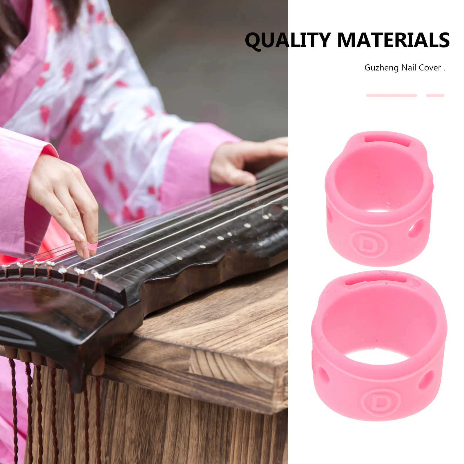 8 Pcs Finger Picks Tape Nails Practice Cover Anti- Skid Pink Silica Gel