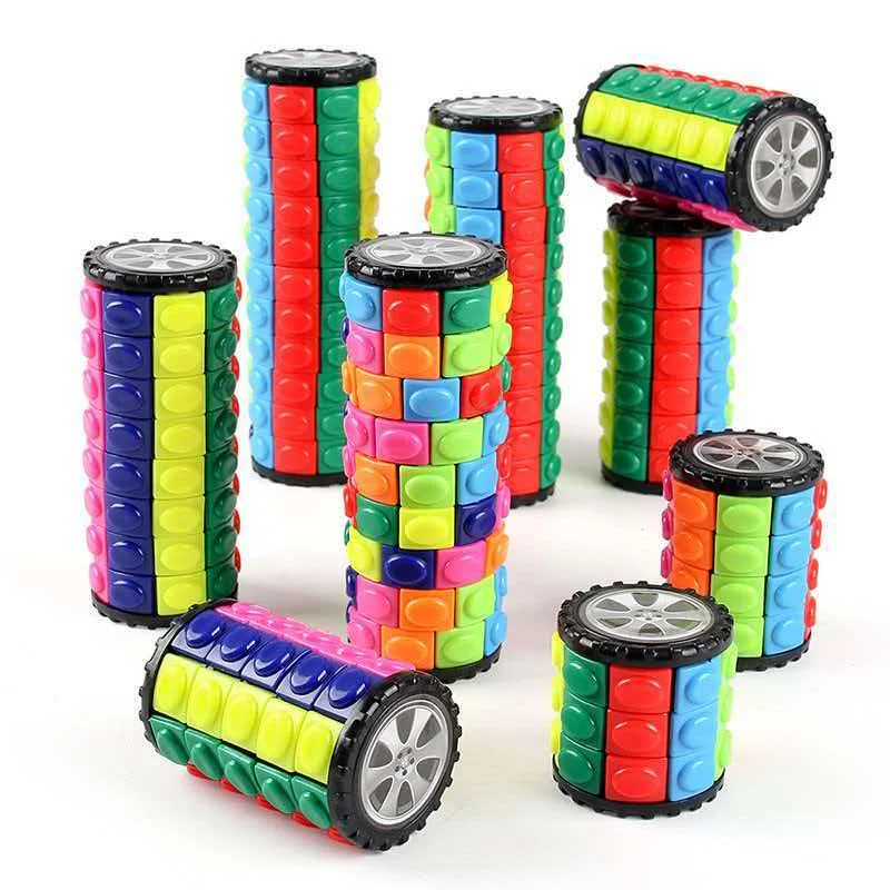 NEW Rotate And Slide Cylinder Puzzle Cube Brain Teaser IQ Challenge Educational Sensory Toys For Kids & Adults Creative Gifts