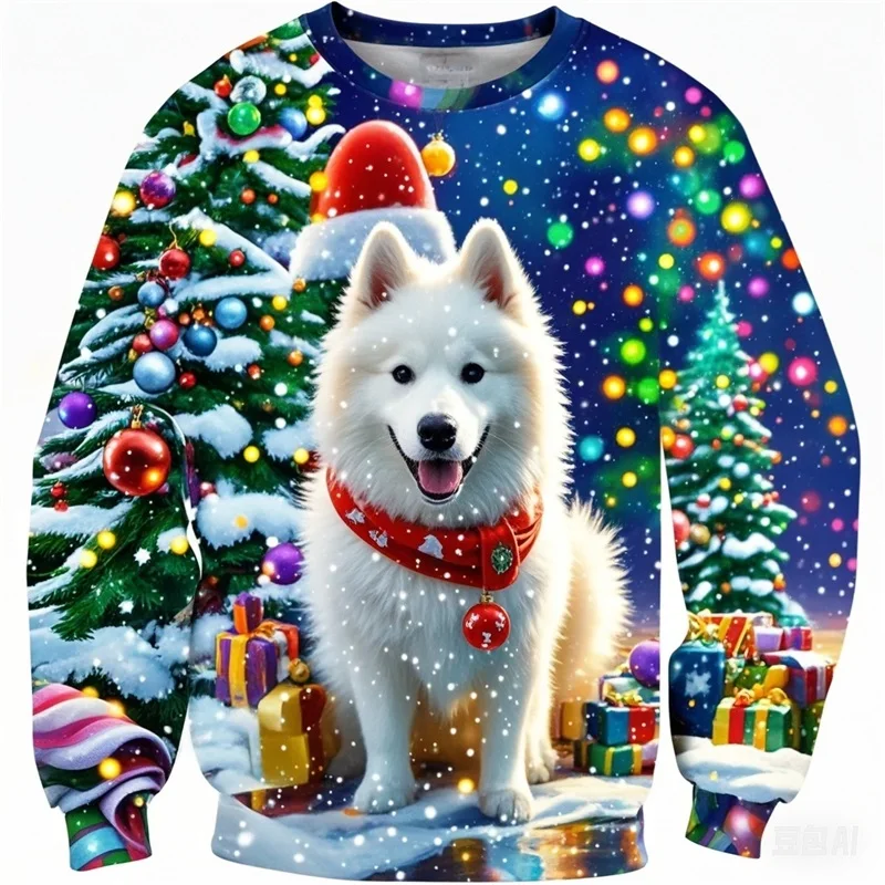 3D Print Cute Samoyed Dog Pattern Sweatshirts For Men Women New In Crew Neck Pullovers Hoodies Clothes Kids Tracksuit Streetwear