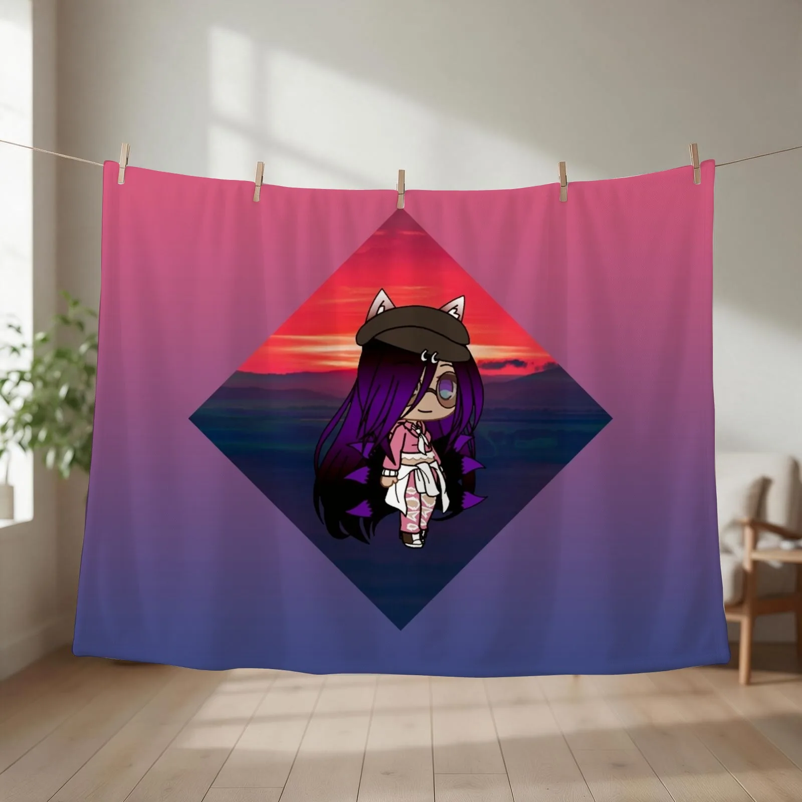 Cute Gacha Series Girl - Emma Throw Blanket Loose Giant Sofa Beautifuls Blankets