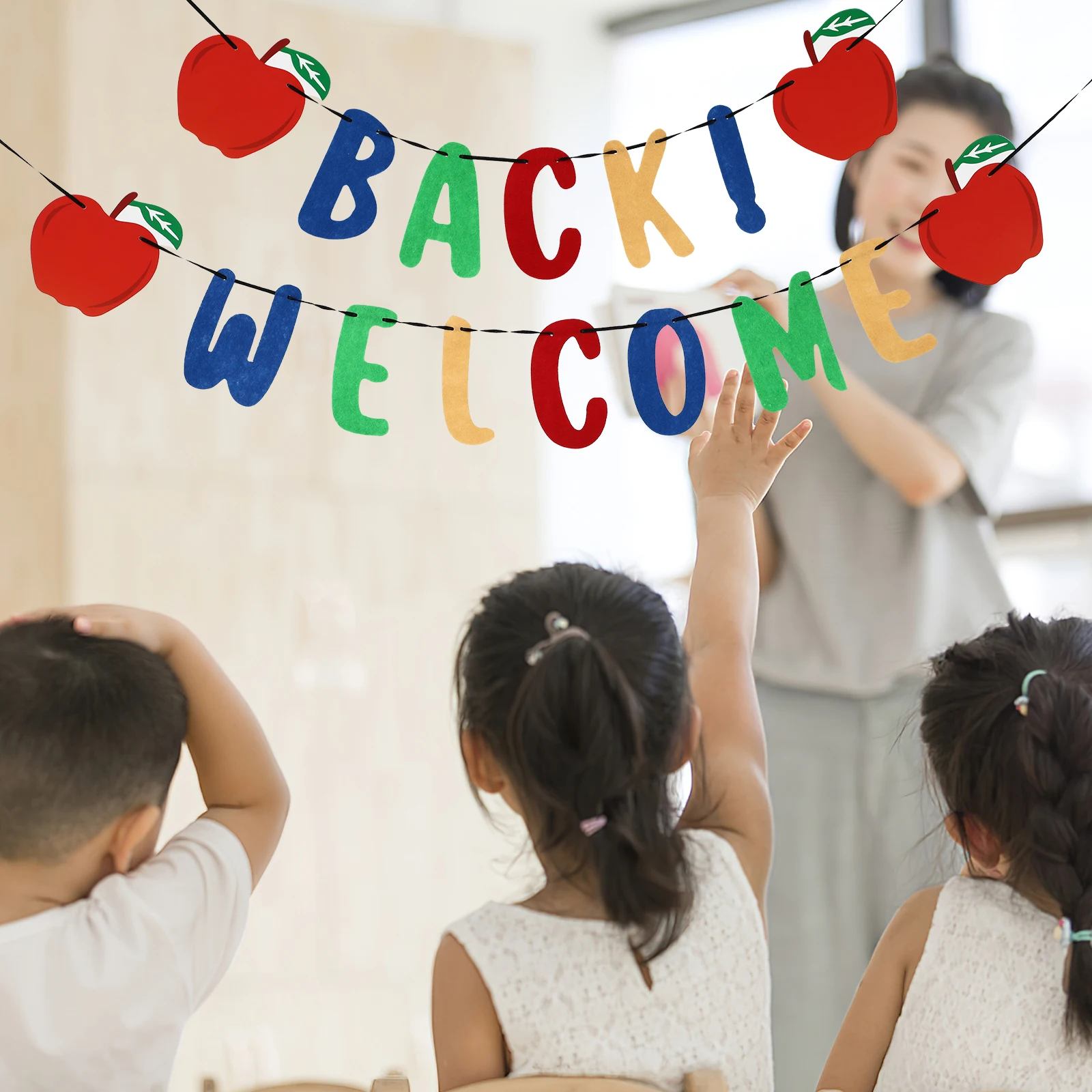 

1pc Colorful Garland Banners Welcome Back Banner Party Decorations Wall-hanging String Flags for Back to School Celebration