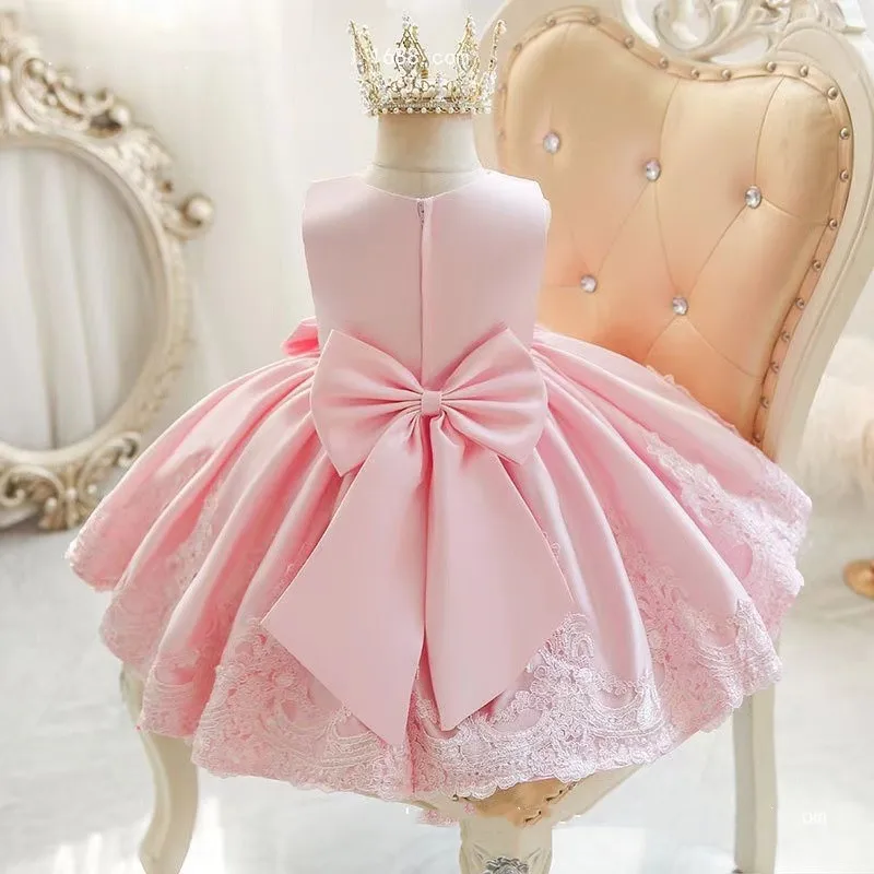 

1-6 Years Old Girls' Dress Dress Long Bow Princess Poinsettia Dress Children's Piano Birthday