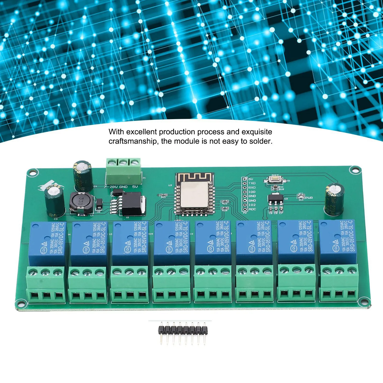 Relay Module WIFI 8‑Channel ESP8266 Development Board for Wireless Control DC 7‑28V / 5V