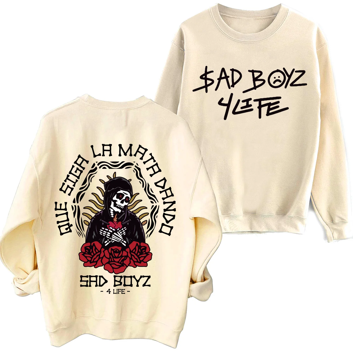 Hoodie de manga comprida Harajuku para homem e mulher, Junior H Sad Boys, 4 Life, Hip Hop, Fans Gift