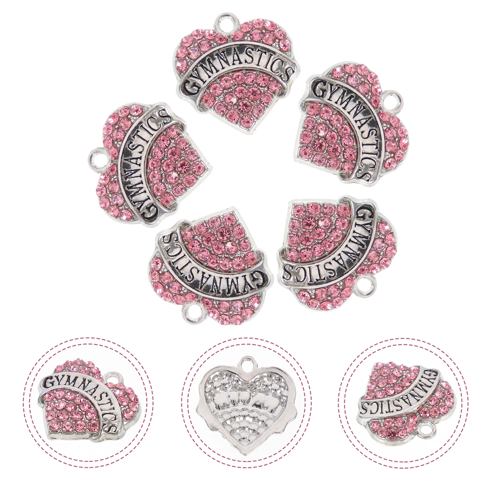 

5pcs Shiny Gymnastic Jewelry Pendant Necklace Accessories Heart Charms Diy Bracelet Making Decorative Ornament Durable