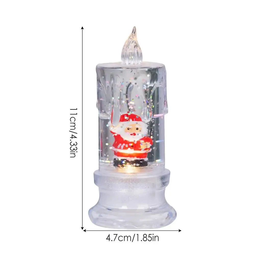 Christmas Water Injection Transparent LED Electronic Candle Snowman Santa Claus Snowflake Night Light Home Decorations Gifts