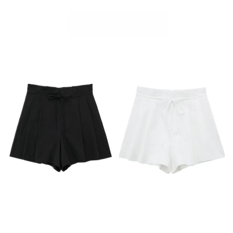 Summer Faion Damen-Hose mit hoher Taille, lässig, gemischter Stoff, vielseitige Hose mit weitem Bein, asymmetrisches Design, Ket-Detail