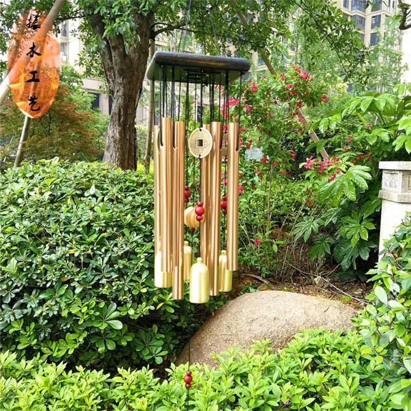 -HOPE Медная трубка Колокольчик ветра Серебряная трубка Колокольчик ветра Открытый садовый дверной подвесной декор Медный мультитрубный колокольчик Колокольчик для дома