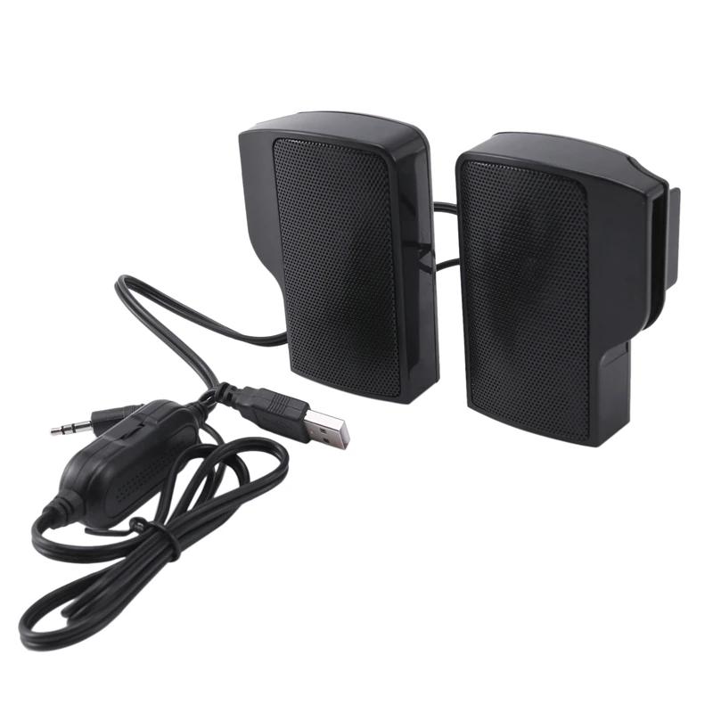 Clip On USB Speaker For Notebook Laptop PC Desktop Tablet Wired Stereo Speaker Line Controller Soundbar