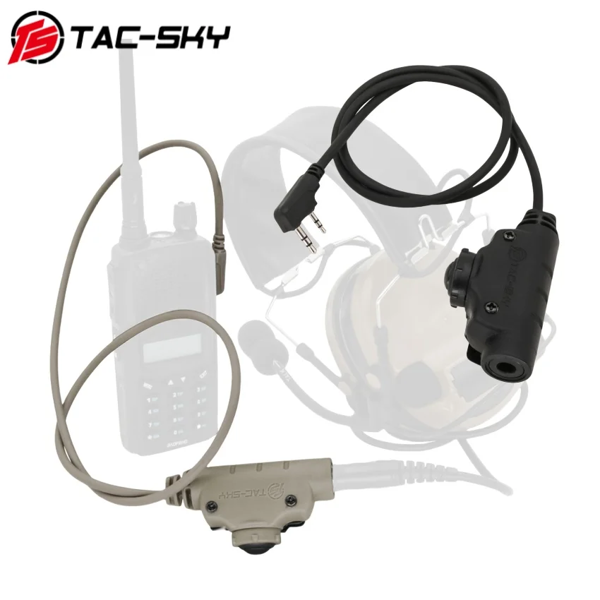 

TAC-SKY Tactical Headphones Adapter U94 V2PTT K 2pin Plug Ptt Airsoft Military Headset Ptt for COMTAC Shooting Hunting Headphone