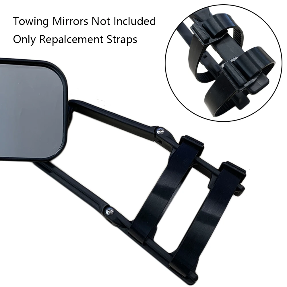 2PCS 390mm Universal Rubber Towing Mirror Straps Replacement Tow Mirror Straps Adjustable with Cilps for Caravan Trailer Car