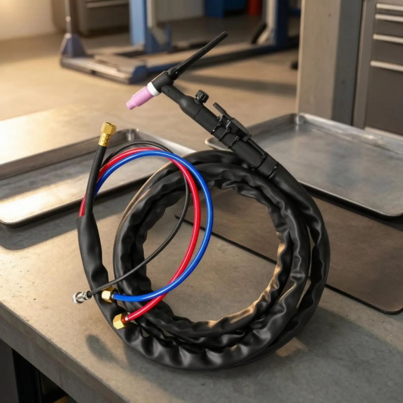 Argon TIG Welding Torch Kit Water Cooled WP18V Flexible 8M Hose for Precision Fabrication Work