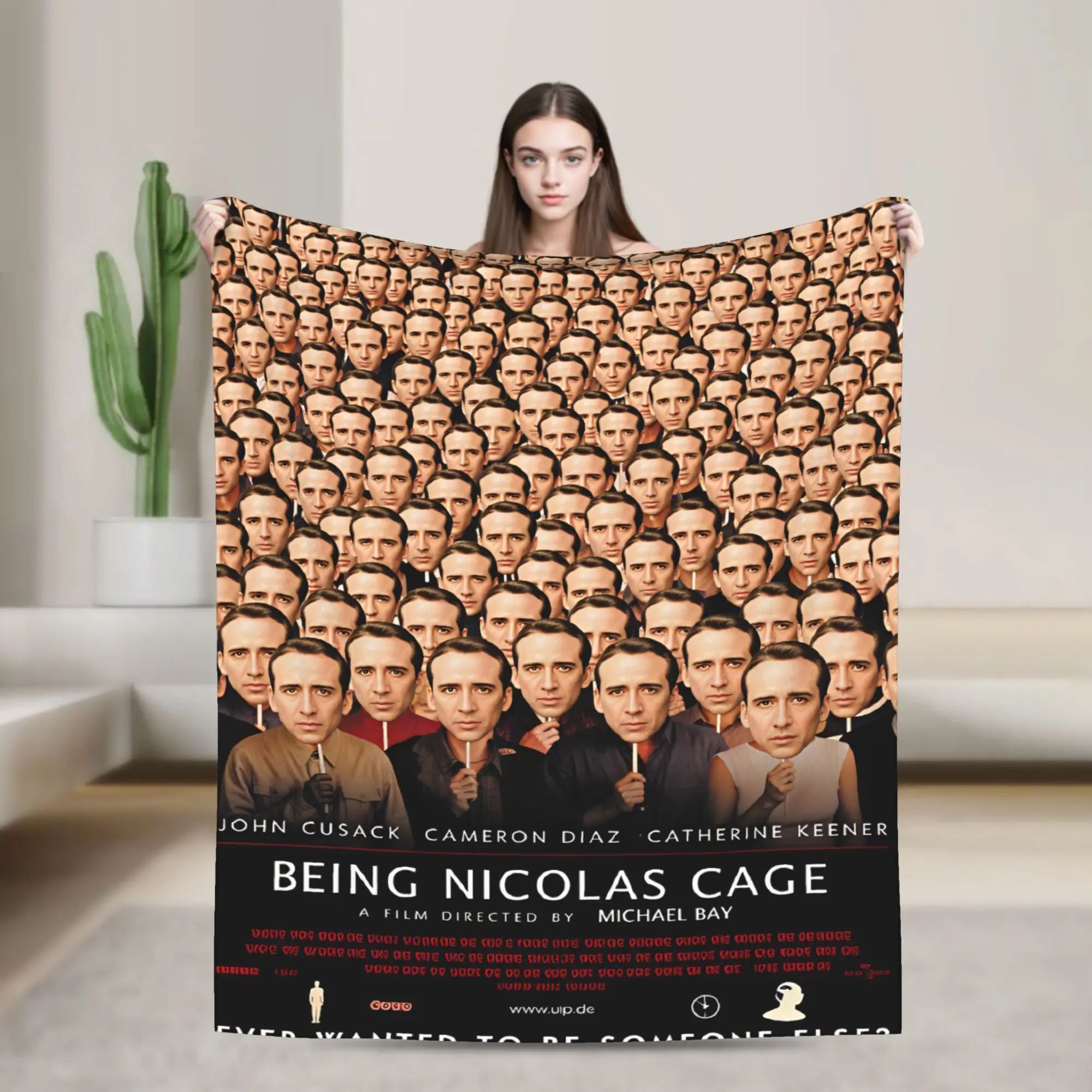 Nicolas Cage meme Blanket  Soft Funny Plush Bedding Throws For Couch Chair Airplane Travel Flannel Bedspread Bed Cover