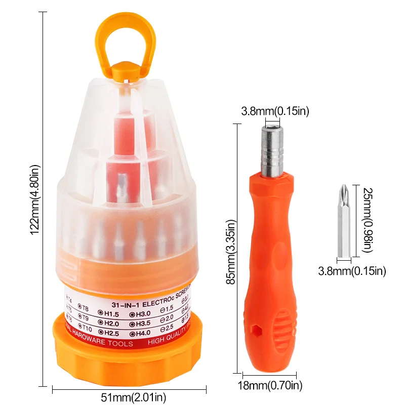 Jeu de tournevis magnétiques 31 en 1 avec poignée antidérapante, petits tournevis, Kit d'outils de réparation pour IPhone IPad ordinateur montre