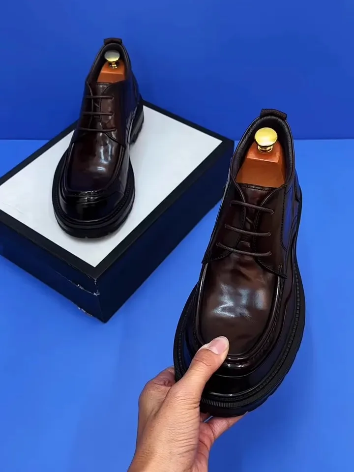 

Высококачественные повседневные кожаные мужские туфли: удобные, модные, универсальные, в европейском стиле, с круглым носком, на среднем каблуке, с резиновой подошвой