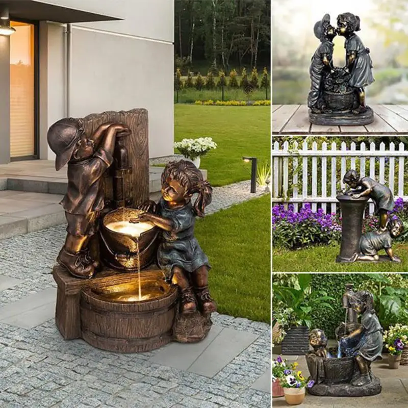 Indoor/outdoor Fountain Statue Resin Garden Sculpture Courtyard Art Decoration