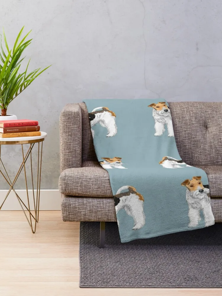 Retro Wire Haired Fox Terrier Design Throw Blanket luxury thicken fleece blanket blankets for sofa fluffy blankets large