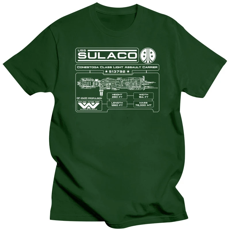 USS Sulaco Spaceship Specifications Plaque T Shirt. New 100% Cotton Short Sleeve O-Neck T-shirt Casual Mens Top