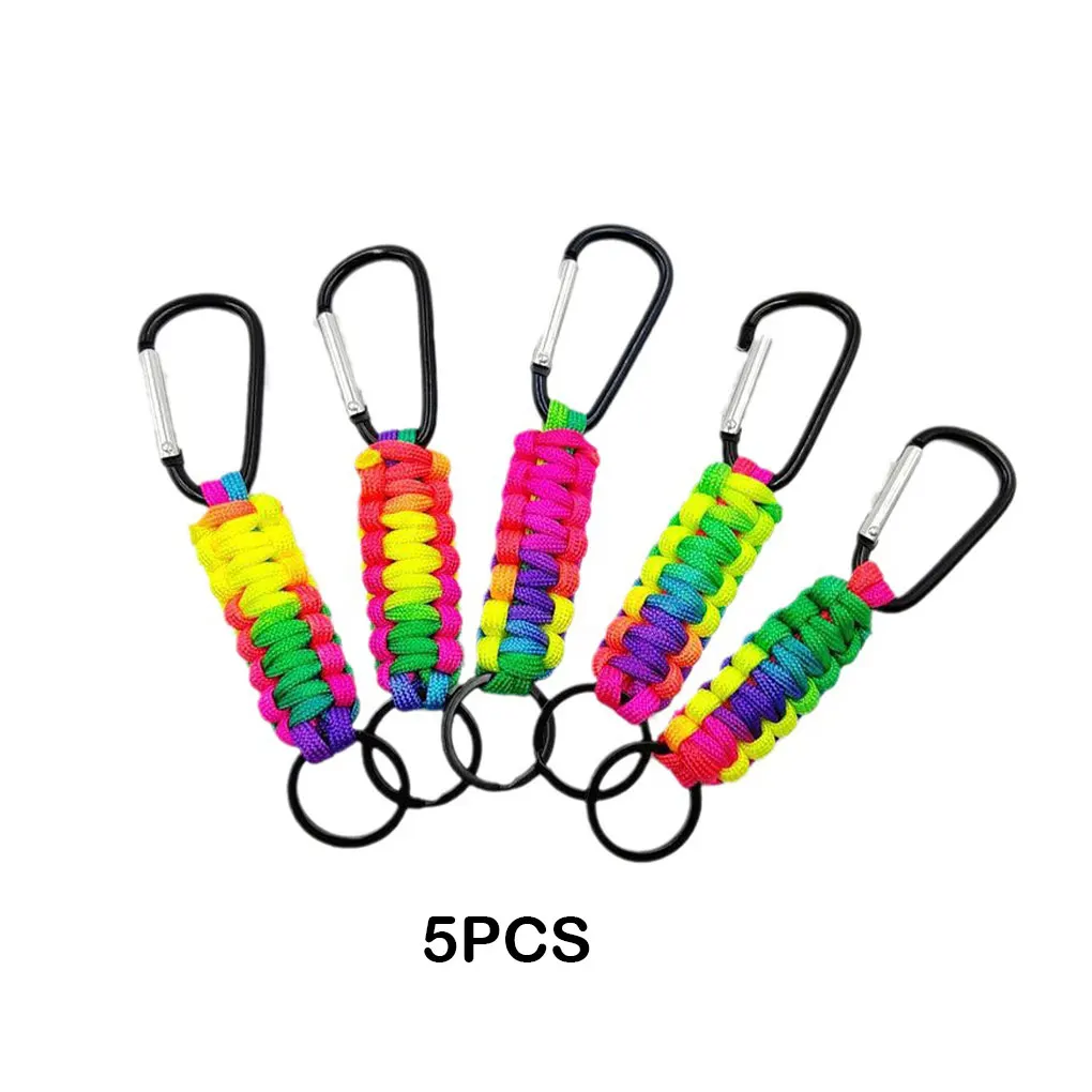 5pcs/set Durable Umbrella Rope Weaving Keychain Multi Functional Tool For Camping And Hiking Needs