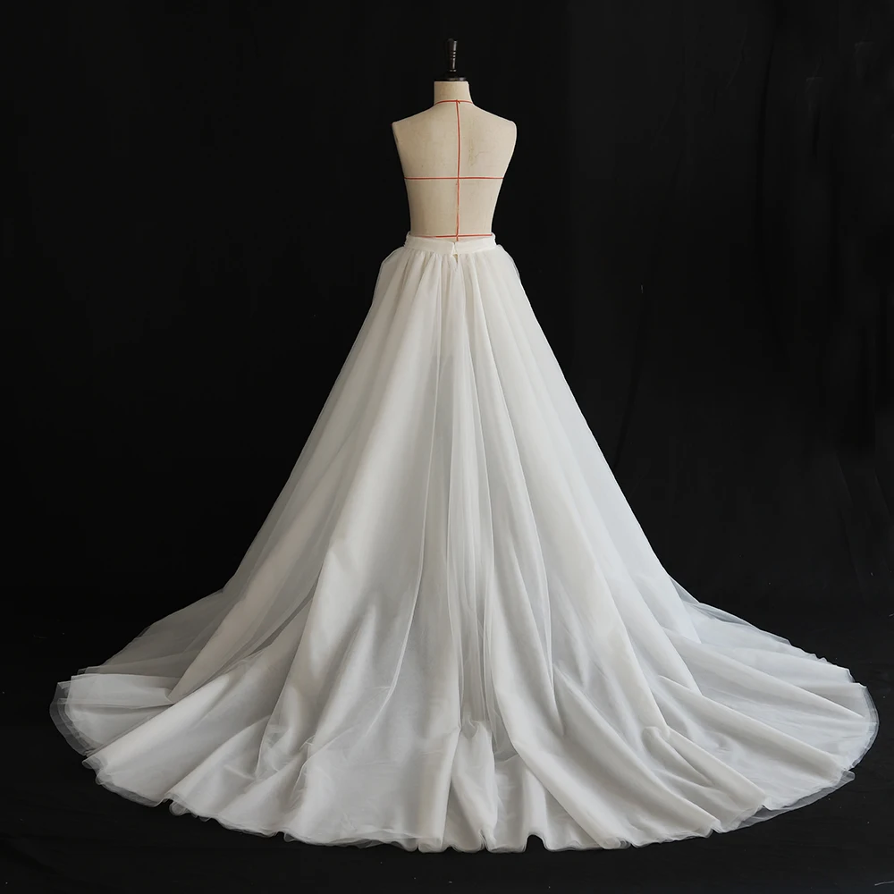 Jupe amovible à longues poignées pour robe de mariée, train en tulle doux, blanc ivoire parfait, accessoires pour patients, sur mesure, image réelle