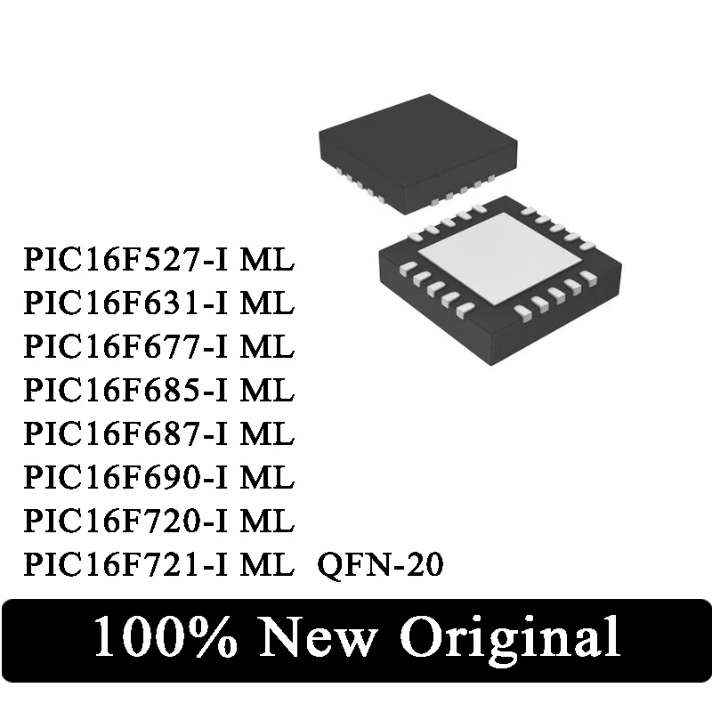 10Pc PIC16F527-I PIC16F631-I PIC16F677-I PIC16F685-I PIC16F687-I PIC16F690-I PIC16F720-I PIC16F721-I ML 16F527 QFN-20 IC Chip