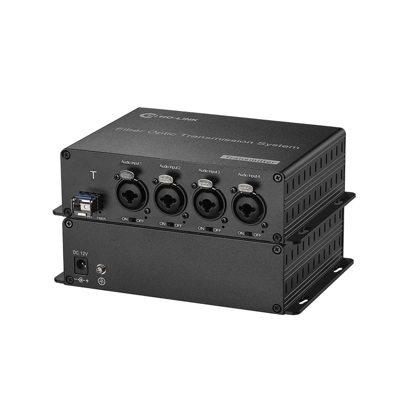 48V XLR Audio Port Over Fiber Converter/Extender Phantom Power Supply LC Connector via SFP