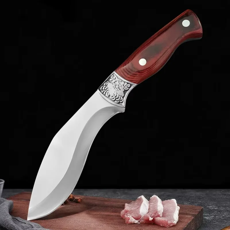 Kitchen Knife Ultra Sharp Chef Knife BBQ Meat Cleaver Utility Boning Stainless Steel Fruit Fish Butcher Knife Wooden Handl