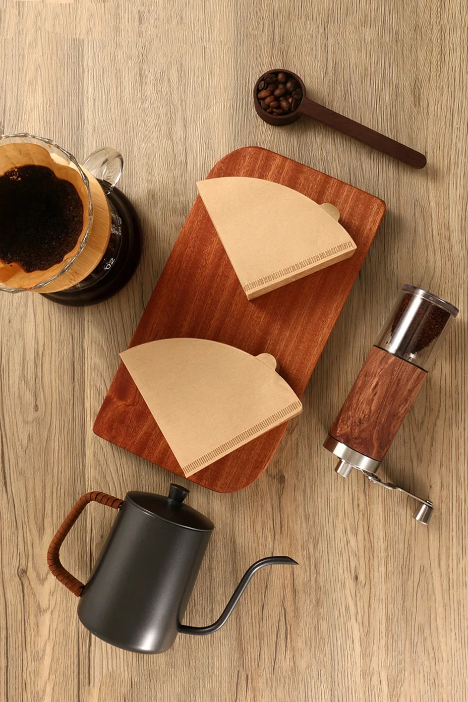 Ungebleichte Natürliche Holzfaser-Kaffeefilter, 60-Grad-Konus Pour-Over Tropfpapierfilter V01/V02, 40/100 Stück Packung – Detail 9