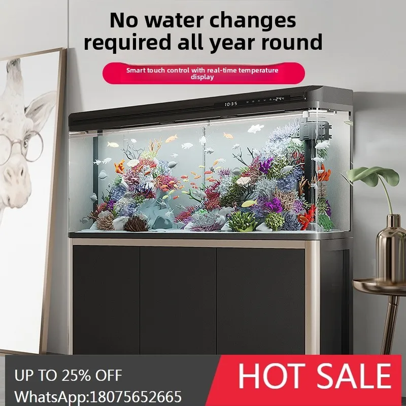 

MJY Aquarium Small and Medium Living Room Floor-standing No Water Change Glass Goldfish Tank with Cabinet