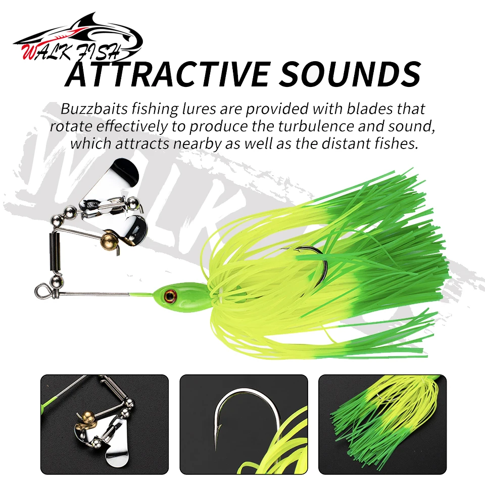 المشي الأسماك 12 جرام 16 جرام سبينر الطعم الصيد إغراء عالية الجودة تهزهز الطعم الاصطناعي باس بايك Buzzbait المتذبذب الصيد البحري المياه العذبة