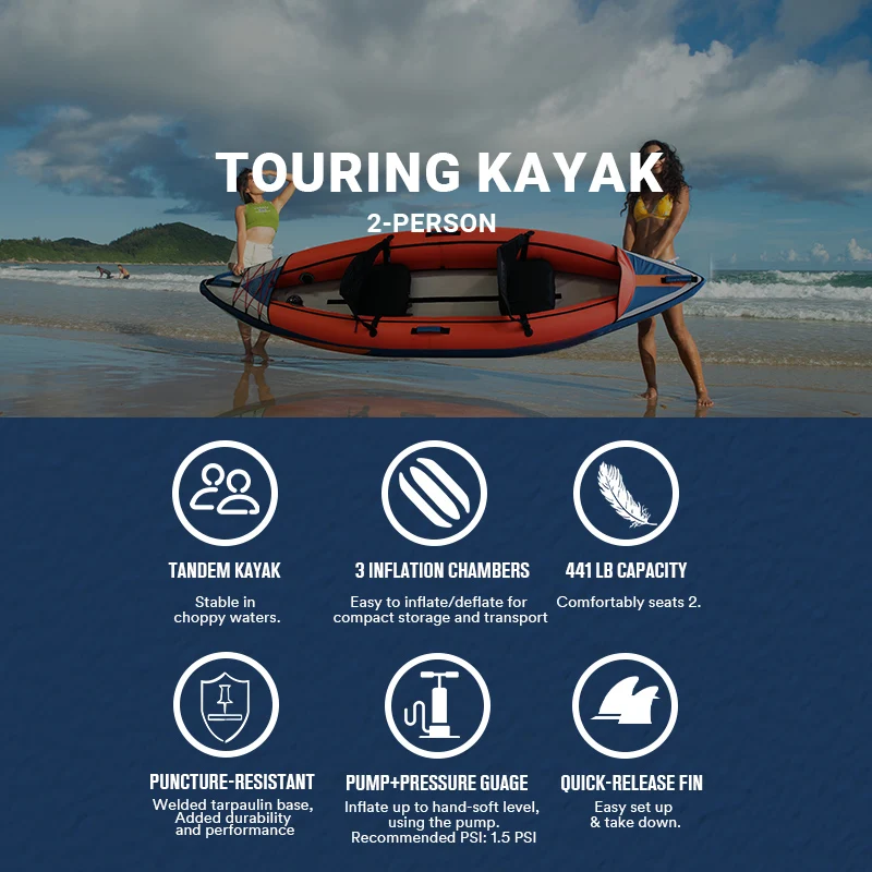 11.15 ft Inflatable Canoe Oxford Kayak Fishing 2 Person Kayak Inflatable With Handles