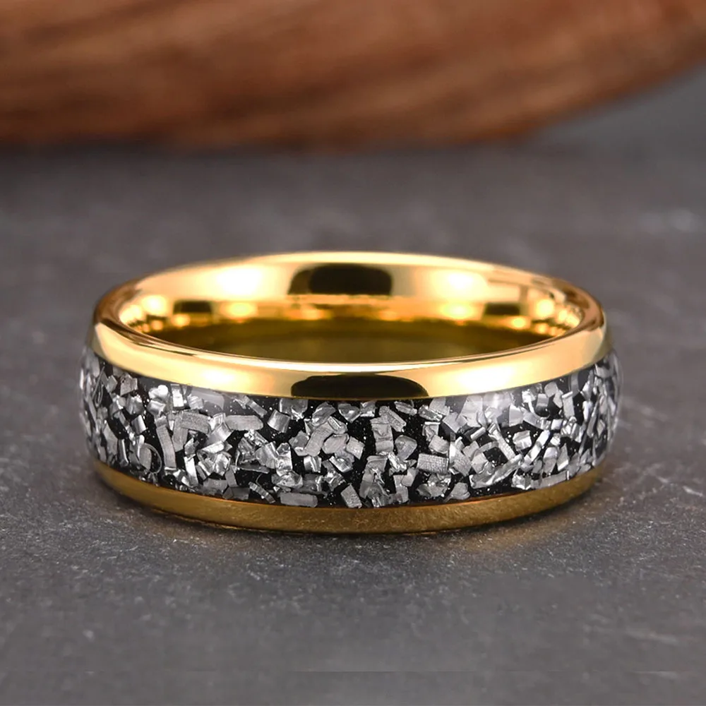 Retro Tungsten Steel Inlaid Meteorite Fragment Rings Fashionable Casual Accessories For Men And Women Ring