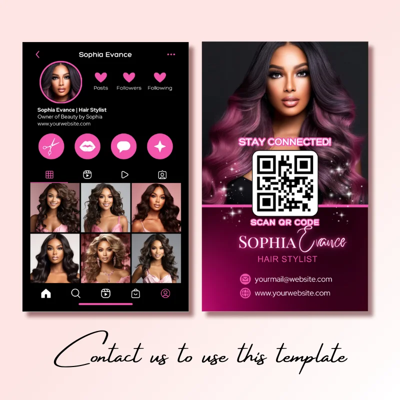 DsgnTouch Glossy Business Card Template Design for Instagram hair and nail salon loyalty card for Beauty Artist Canva Templates