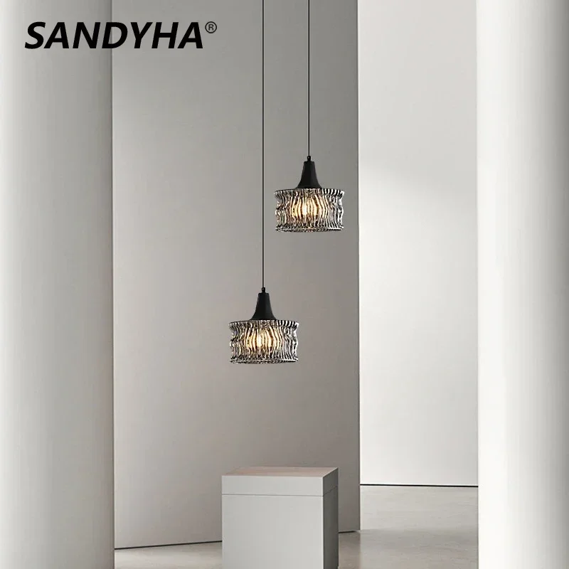 

SANDYHA Nordic Glass Pendant Lights Water Ripple Design Led Lamp Chandelier Living Room Dining Table Lighting Bedroom Home Decor