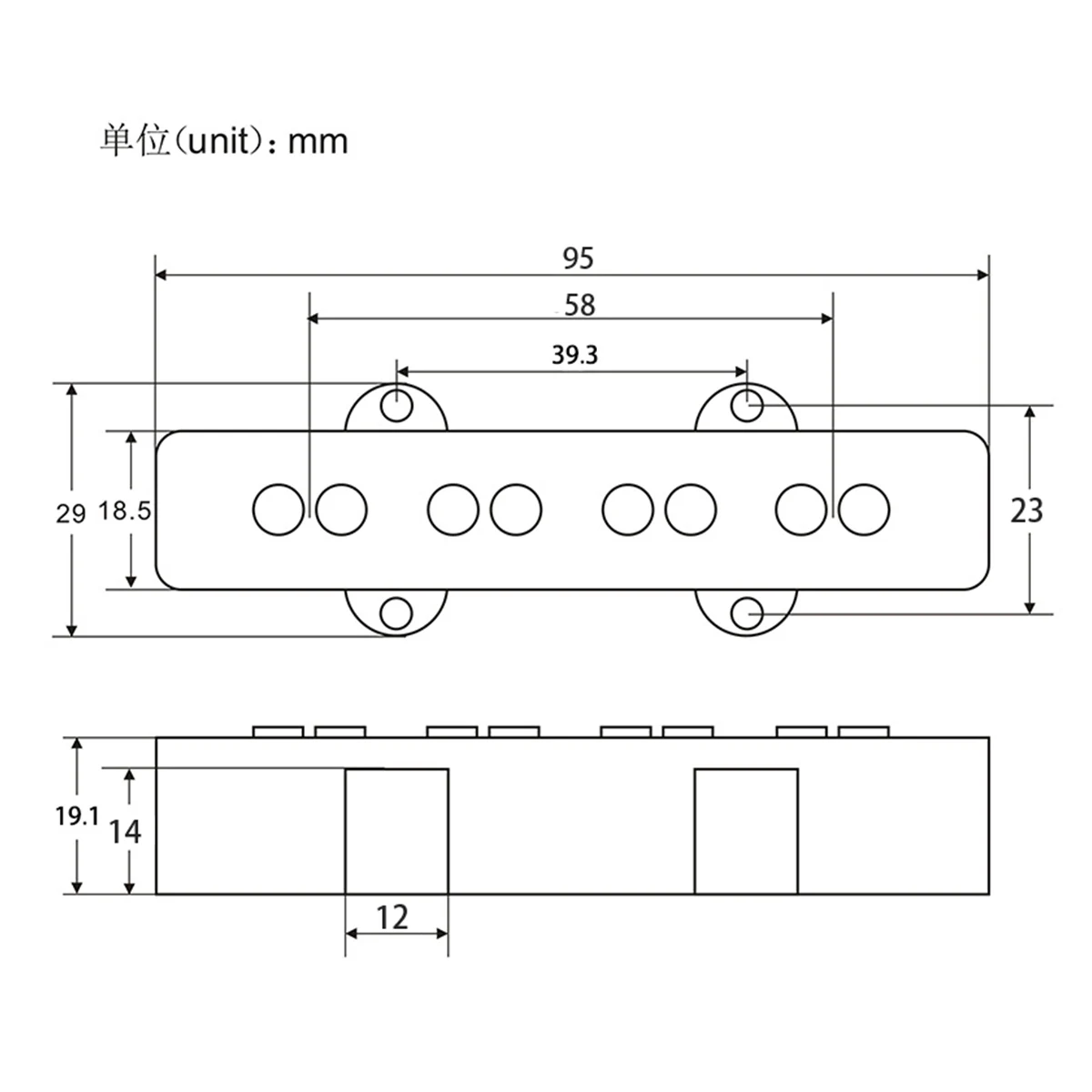 FLEOR Open Style Vintage Alnico 5 Jazz JB Bass Pickup Fiber Bobbin For 4 Strings Bass,Neck or Bridge Pickup