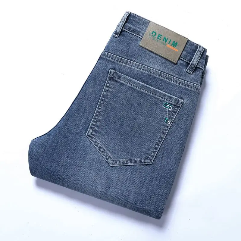 

New 2026 Stretch Wash Jeans for Young Men with Small Straight Elastic WaistJeans Pants Fashion Men's Trousers