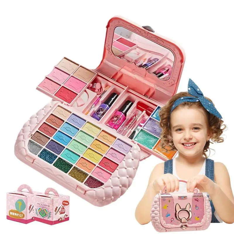 Girls Play Makeup Washable Makeup Kid Toys Kids Makeup Sets With Mirrors For Girls Play Make Up Birthday Holiday Parties