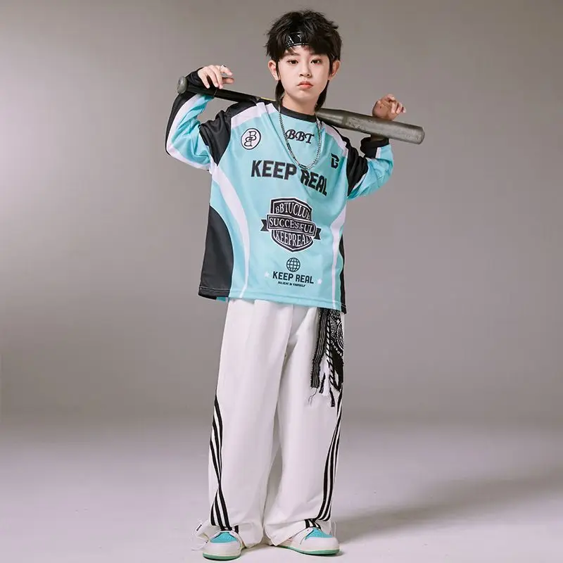 Kids Jazz Stage Costumes Hip Hop Oversize Shirt Street Dance Pants Girls Streetwear Tops Joggers Children Sport Clothes Set