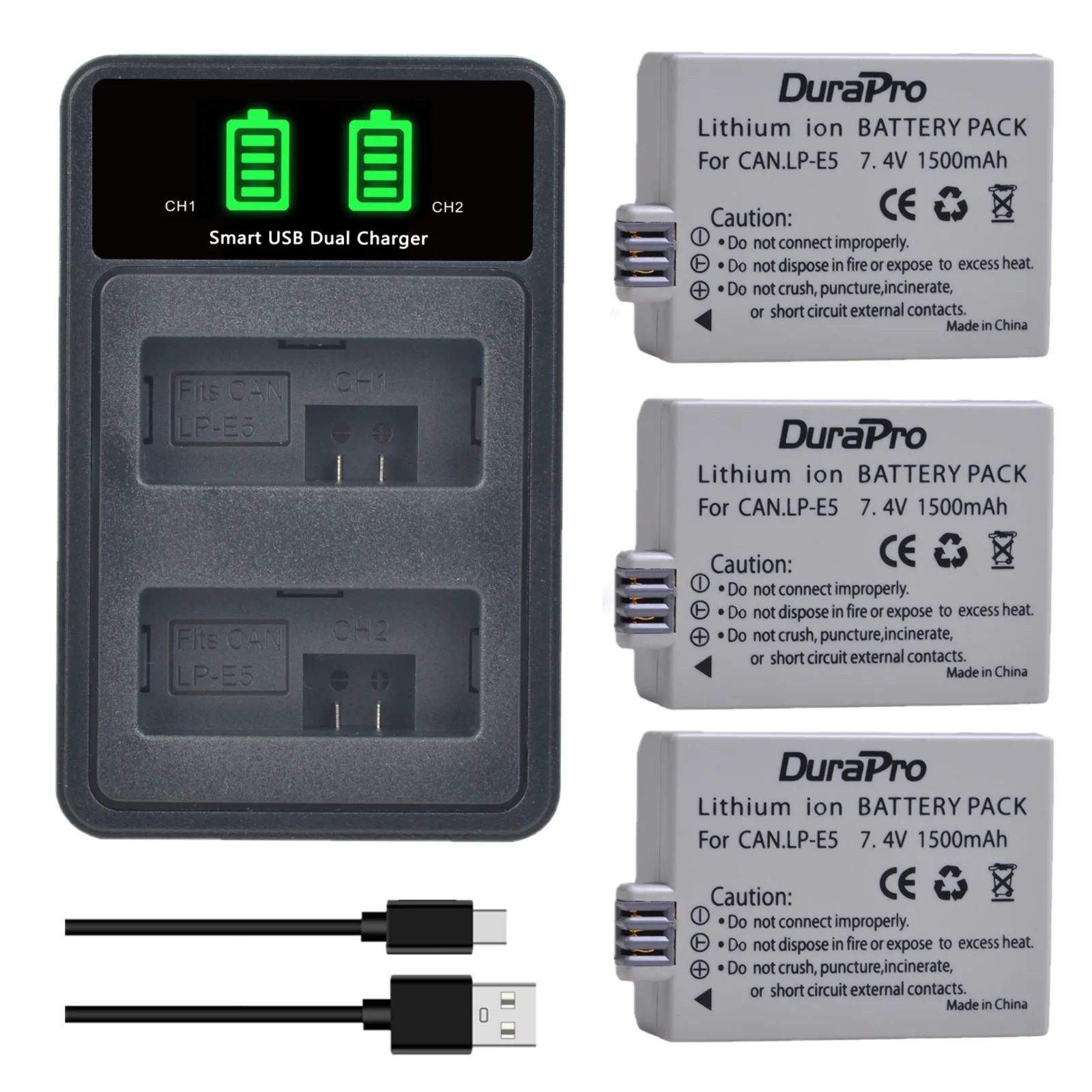 

LP-E5 Battery and Charger for Canon EOS 1000D 500D 450D, Kiss X3, Rebel T1i