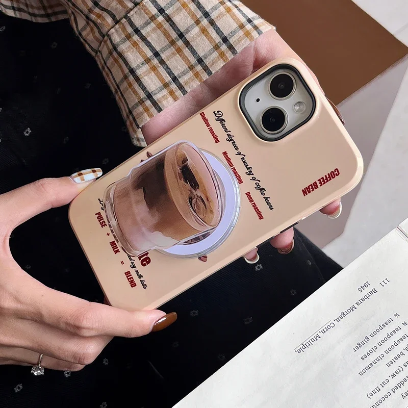 

Милый магнитный держатель для кофе латте, акриловая подставка для телефона Tok Griptok, поддержка IPhone 17 16, для Pad Magsafe Smart Tok