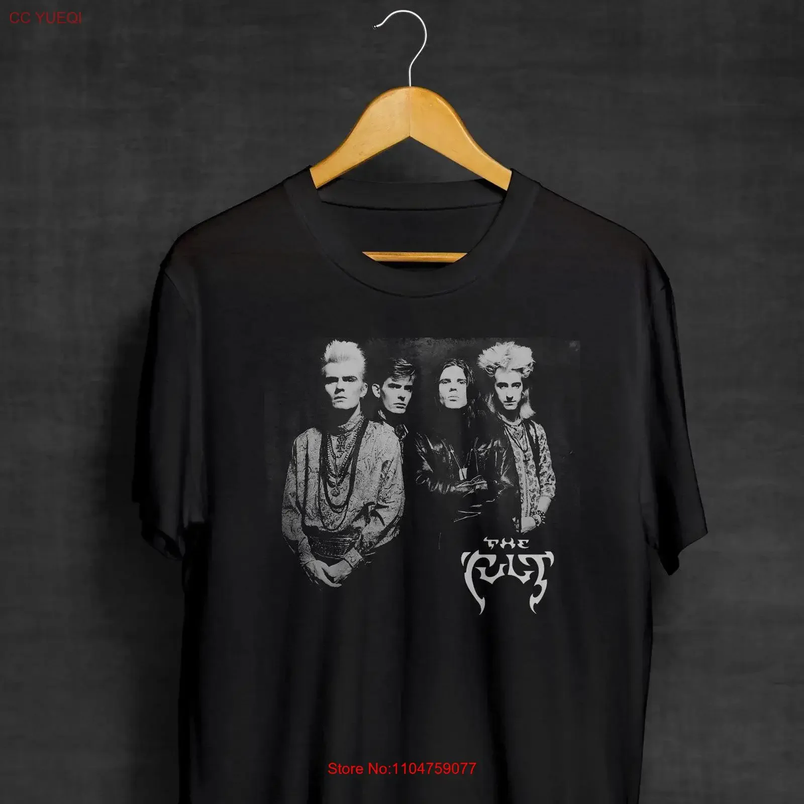 The Cult Black T Shirt Band Rock Goth Post Punk vintage Washed fashion graphic Unisex Stretched homme Casual