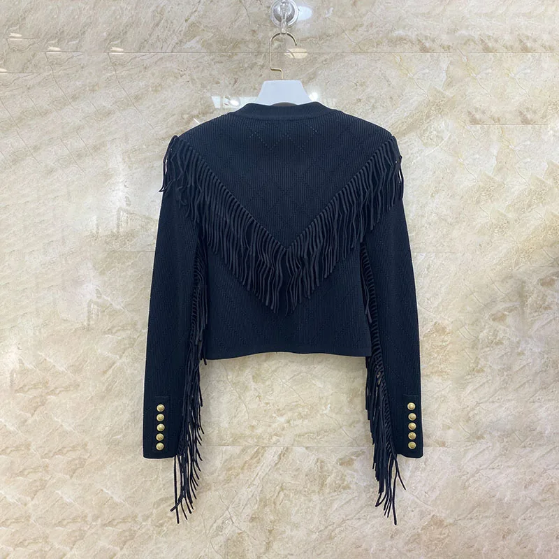 y2k spring and summer metal buckle V-neck short fringe knitwears2024korean fashion Slim thin wool Women\'s long sleeve top