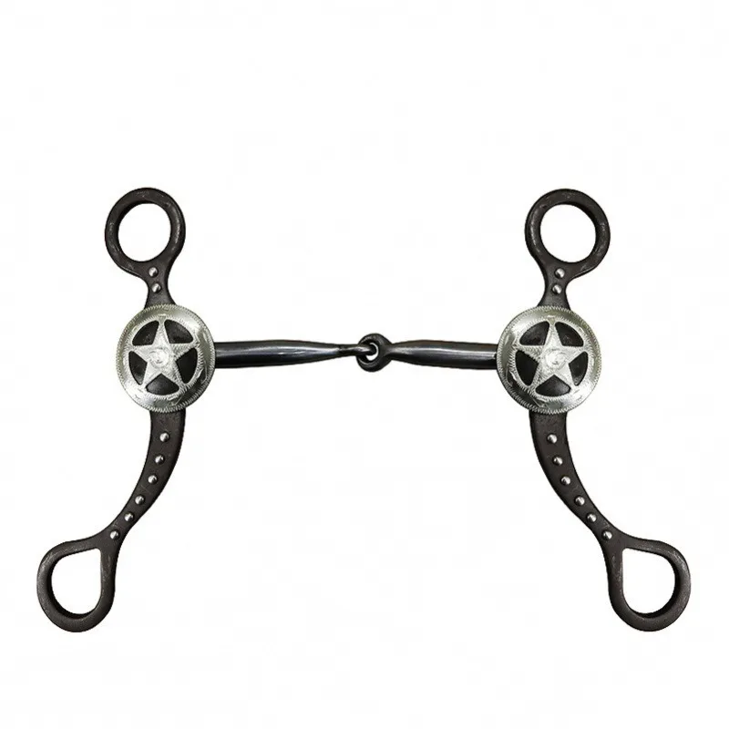 

Уздечка для лошади из нержавеющей стали с гравировкой в виде звезды и декоративными элементами из немецкого серебра для конного спорта