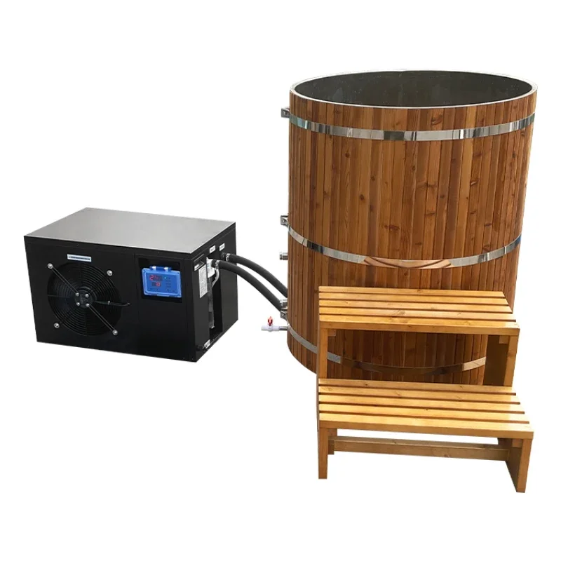 ice bath recovery wooden bathtub cold plunge ice bath--One spare cooler+one set of products 110V